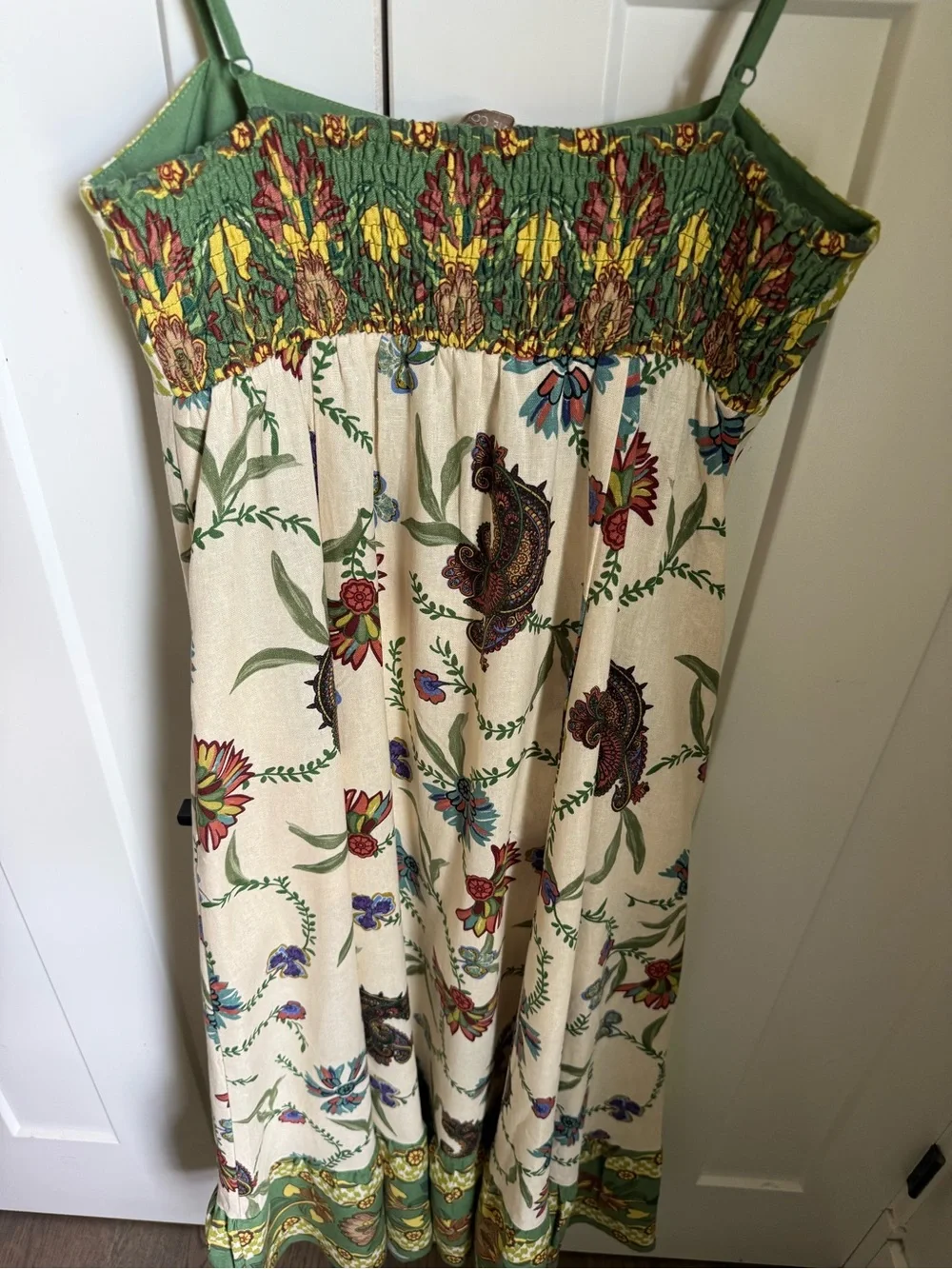 NWT Caroline Constas Cream Floral Maxi Dress with Green and Yellow Accents, S.